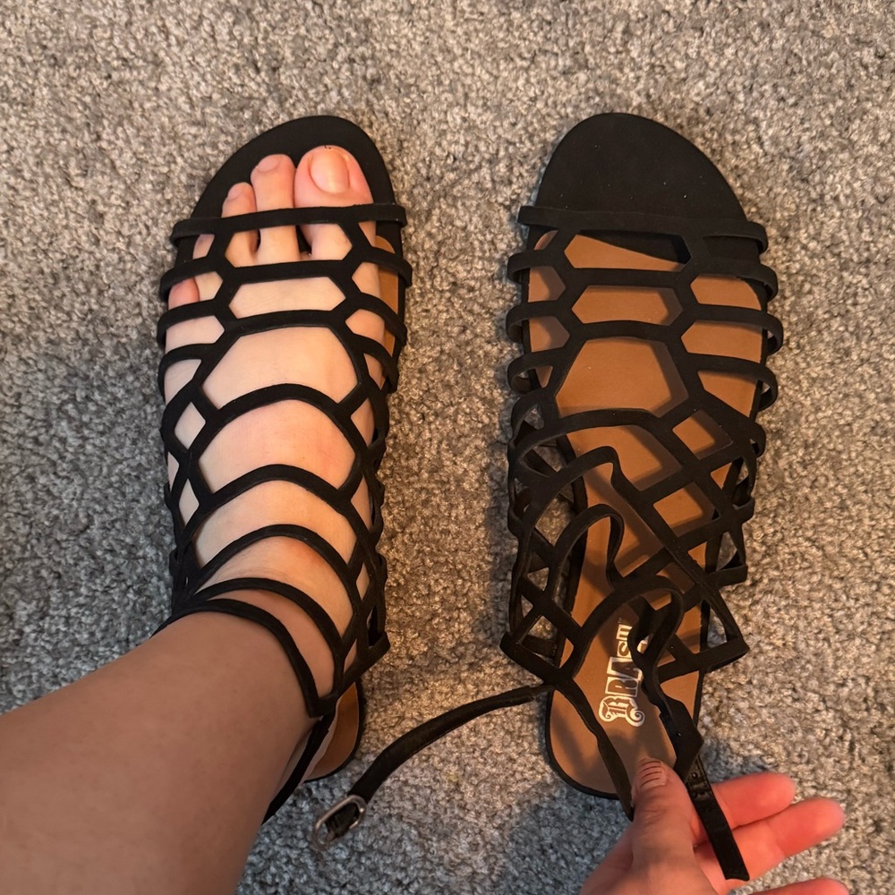 Brash Black Strappy Sandals